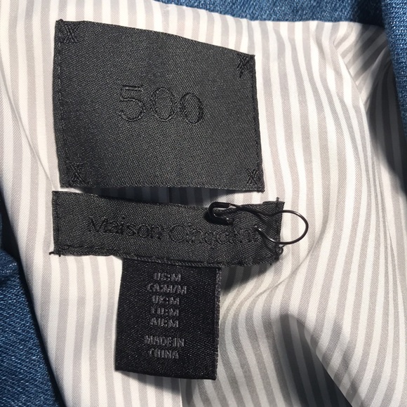 500 Maison Cinqcent Denim Puff Sleeve Blazer Jacket Medium NWOT Cropped - Picture 9 of 12